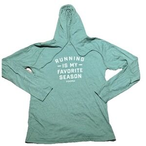 Leslie Jordon Long Sleeve Graphic Hoodie Women L "Running Is My Favorite Season"